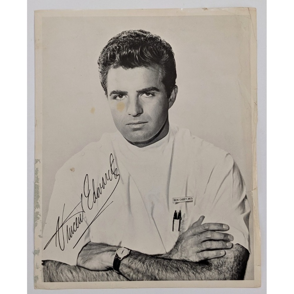 Vintage Ben Casey M.D. Vince Edwards TV Show Promo Photo Printed Signature 8x10"
